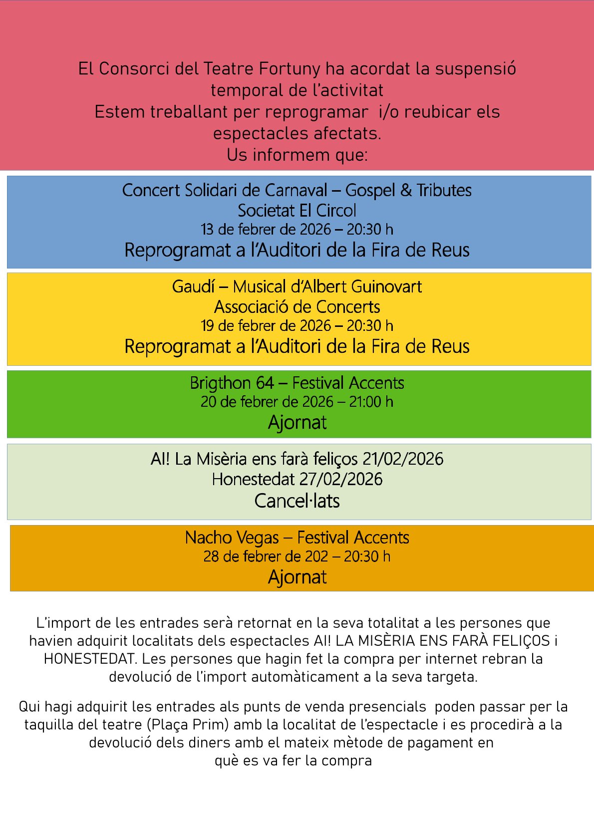 reprogramacions i cancel·lacions